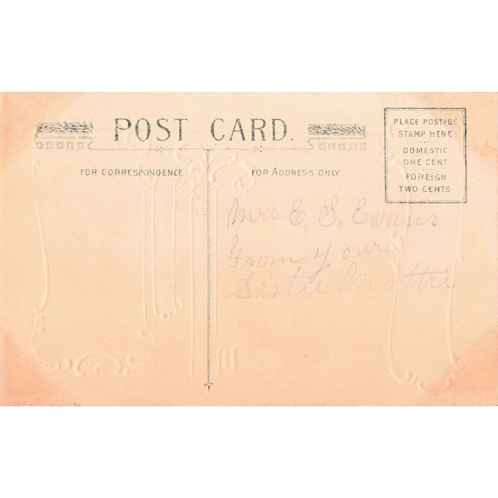 Antique Love's Symbols Pansies Embossed Postcard Floral Thoughts of Thee VG- - Picture 2 of 2
